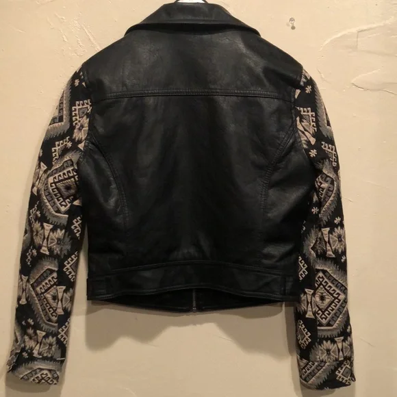 New Look faux leather & tapestry coat. Size M. (Runs small) - Picture 5 of 5